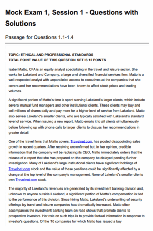 CFA 2026 Salt Solutions Level 3 Mock Exams - Portfolio Management Pathway