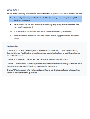 CPA 2024 Becker AUD Multiple Choice Questions (MCQs)