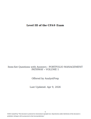 CFA 2026 AnalystPrep Level 3 Question Bank Portfolio Management Pathway