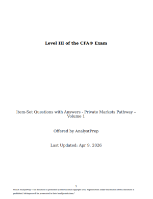 CFA 2026 AnalystPrep Level 3 Essays Private Market Pathway